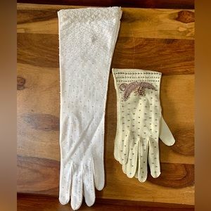 Vintage Long Pearl and Short Beaded Gloves